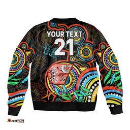Custom Giants Football Aboriginal Art Bomber Jacket NAIDOC Indigenous Tribal