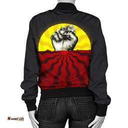 Custom Aboriginal Women's Bomber Jacket, Black Lives Matter Sun Dot Painting