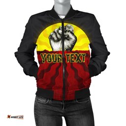 Custom Aboriginal Women's Bomber Jacket, Black Lives Matter Sun Dot Painting