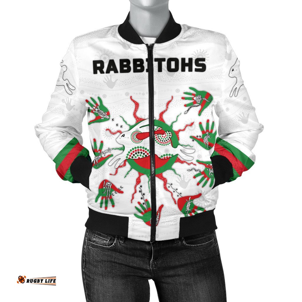 Rabbitohs Indigenous Bomber Jacket For Women Animals Aboriginal
