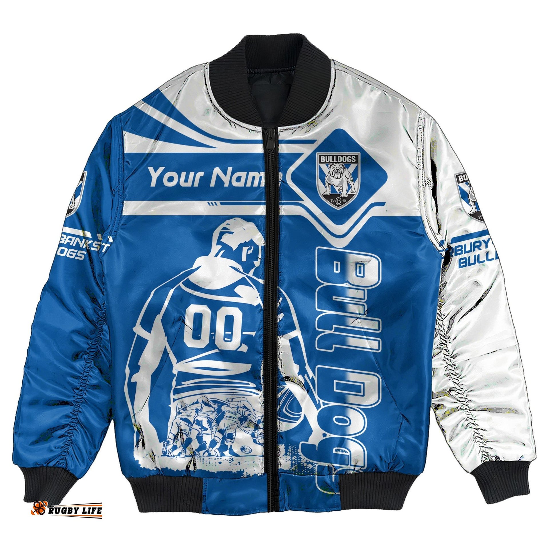 Canterbury-Bankstown Bulldogs Bomber Jacket Personalized Pentagon Style- NRL