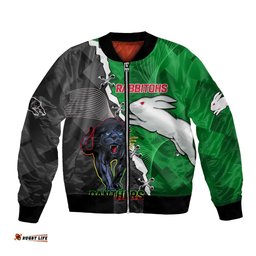 Custom Personalised Rabbitohs Mix Panthers Rugby Bomber Jacket Sporty Style