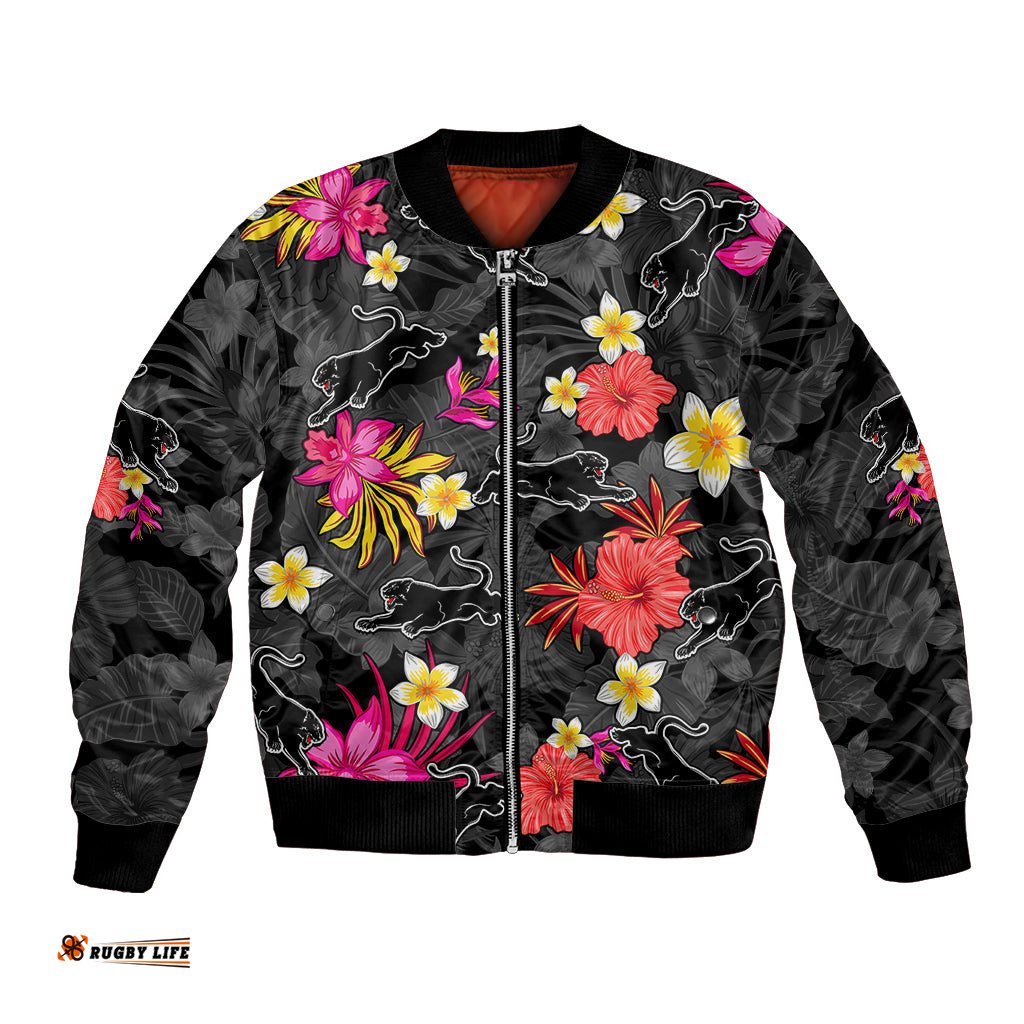 Panthers Rugby Bomber Jacket Beautiful Floral Pattern Spring Summer Vibe