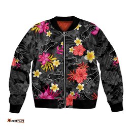 Panthers Rugby Bomber Jacket Beautiful Floral Pattern Spring Summer Vibe