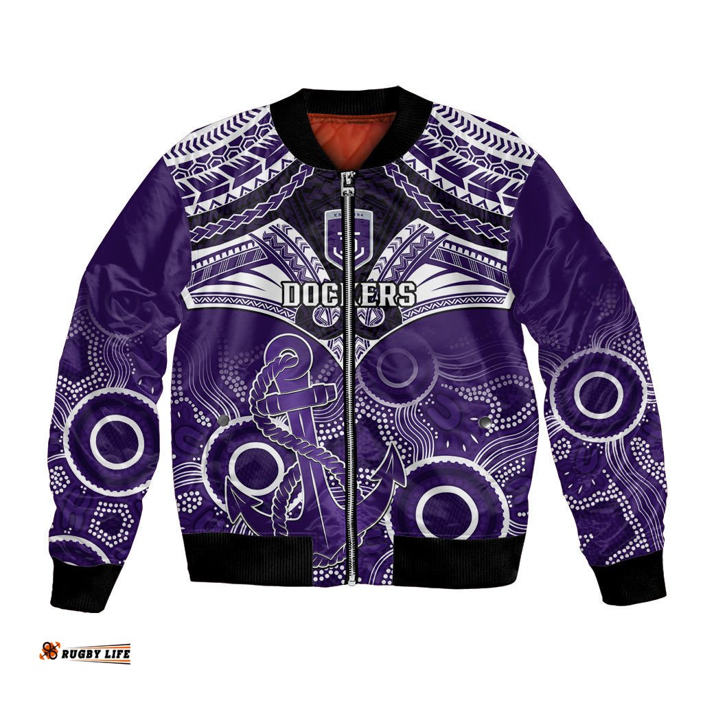Dockers Football Bomber Jacket Fremantle Aboriginal Mix Polynesian Pattern