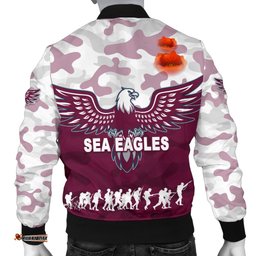 Manly Warringah Men's Bomber Jacket Sea Eagles Anzac Day Camouflage Vibes