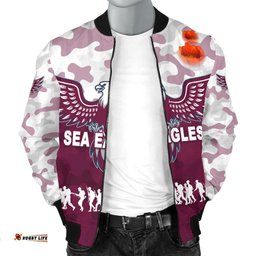 Manly Warringah Men's Bomber Jacket Sea Eagles Anzac Day Camouflage Vibes