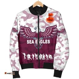 Manly Warringah Men's Bomber Jacket Sea Eagles Anzac Day Camouflage Vibes
