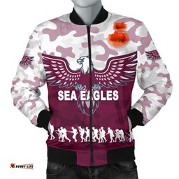 Manly Warringah Men's Bomber Jacket Sea Eagles Anzac Day Camouflage Vibes