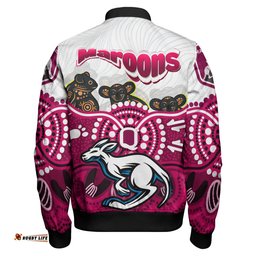 Maroons Rugby Aboriginal Custom Bomber Jacket - The Cane Toads With Indigenous Koala RLT13