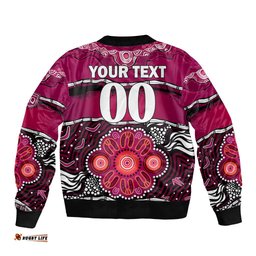 Custom Text And Number Maroons Rugby Bomber Jacket Aboriginal Queensland State of Origin