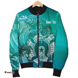 Custom Aboriginal Men's Bomber Jacket, Torres Strait Islands in Wave