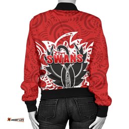 Sydney Women Bomber Jacket Simple Indigenous Swans