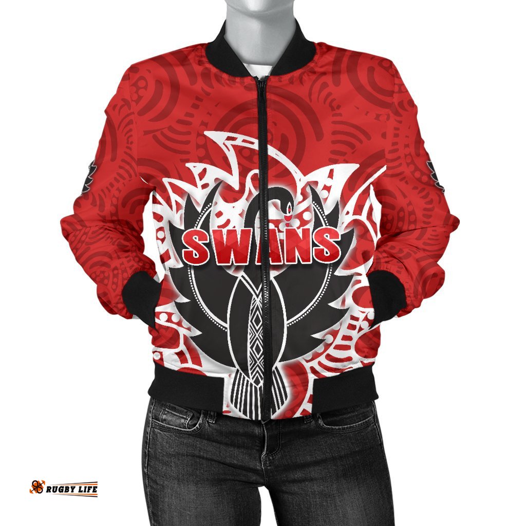 Sydney Women Bomber Jacket Simple Indigenous Swans