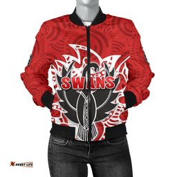 Sydney Women Bomber Jacket Simple Indigenous Swans