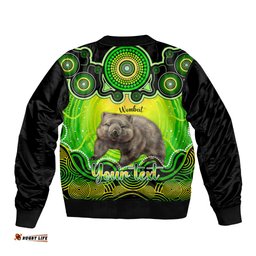 Personalised Australia Taurus Wombat Zodiac Bomber Jacket Auz Astrology Aboriginal - Green