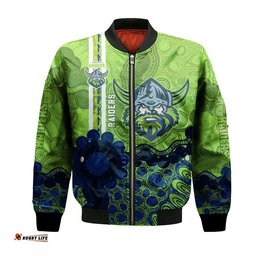 Canberra Raiders Aboriginal Bomber Jacket Rugby Indigenous Kangaroo Tracks - NRL