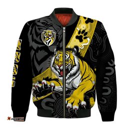 Custom Text And Number Richmond Football Bomber Jacket Tigers 1885 Indigenous Basic Style