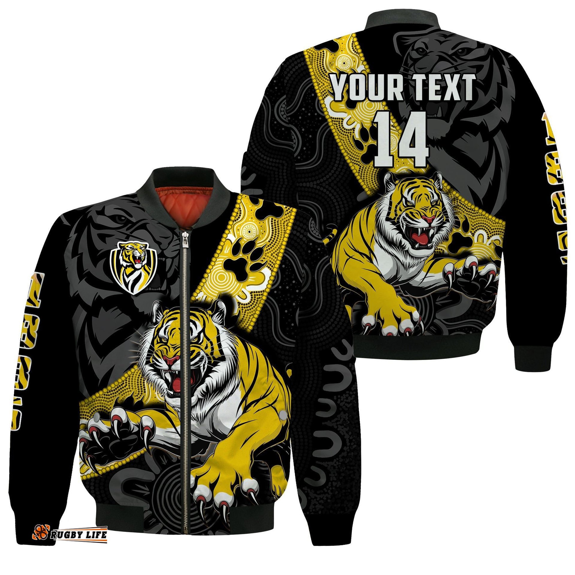 Custom Text And Number Richmond Football Bomber Jacket Tigers 1885 Indigenous Basic Style