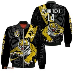 Custom Text And Number Richmond Football Bomber Jacket Tigers 1885 Indigenous Basic Style