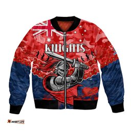 Custom Text And Number Knights Rugby ANZAC Bomber Jacket Lest We Forget