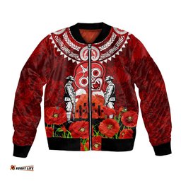 New Zealand ANZAC Waitangi Day Bomber Jacket Hei Tiki and Soldier