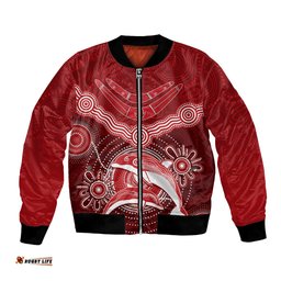 Personalised Dolphins Rugby Bomber Jacket Aboriginal Boomerang Artsy Style