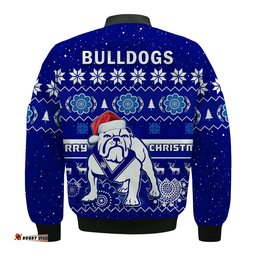 Custom Personalised Bulldogs Rugby Christmas Bomber Jacket Berries Merry Xmas Aboriginal Art