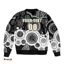 Custom Personalised And Number Panthers NRL Bomber Jacket Aboriginal Patterns