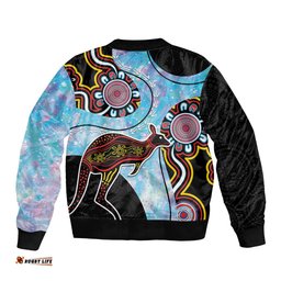 Australia Opal Bomber Jacket Aussie Kangaroo Aboriginal Art