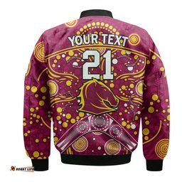 Custom Personalised Broncos Rugby Bomber Jacket Boomerang Indigenous Dots