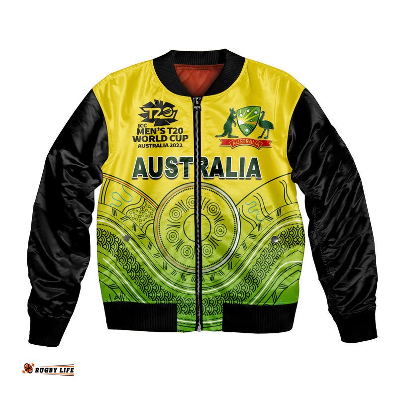 Custom Personalised And Number Australia Cricket Men's T20 World Cup Bomber Jacket