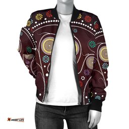 Bomber Jacket - Aboriginal Dot Painting Jacket Tree - Women