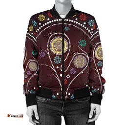 Bomber Jacket - Aboriginal Dot Painting Jacket Tree - Women