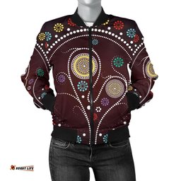 Bomber Jacket - Aboriginal Dot Painting Jacket Tree - Women