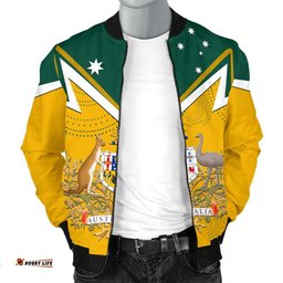 Men's Bomber Jacket - Australian Coat Of Arms National Color