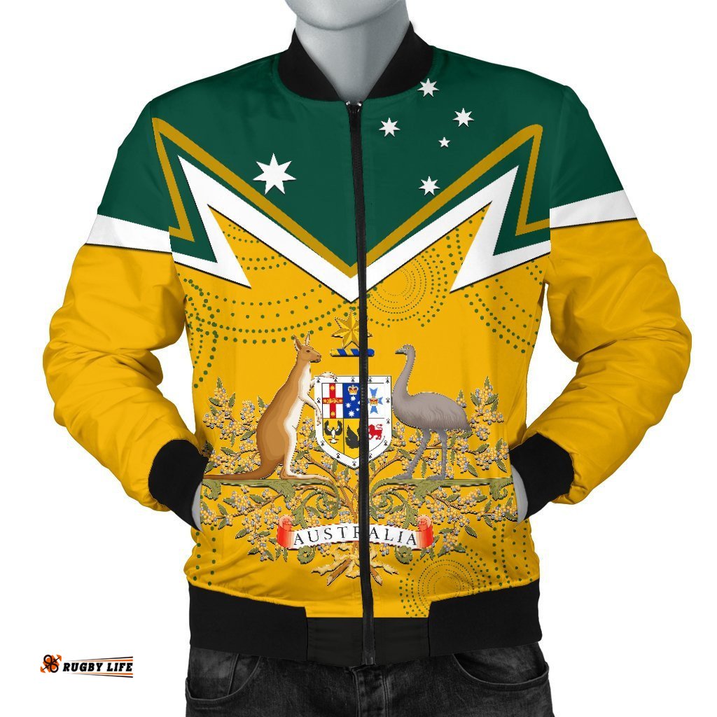 Men's Bomber Jacket - Australian Coat Of Arms National Color