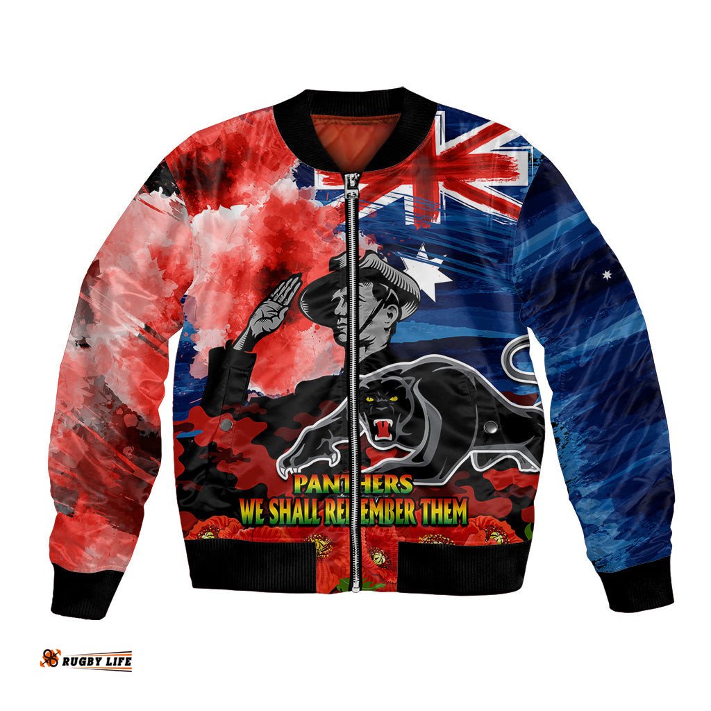 ANZAC Panthers Rugby Bomber Jacket We Shall Remember