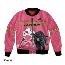 Custom Australia Day Panthers Bomber Jacket NRL 2024 Sydney Opera House With Map - Pink