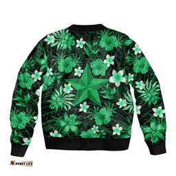 Australian Stars Cricket Bomber Jacket Baeuty Pacific Hibiscus and Polynesian Pattern