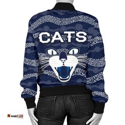Geelong Women Bomber Jacket Cats Indigenous - Navy