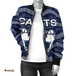 Geelong Women Bomber Jacket Cats Indigenous - Navy