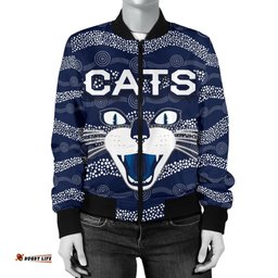Geelong Women Bomber Jacket Cats Indigenous - Navy