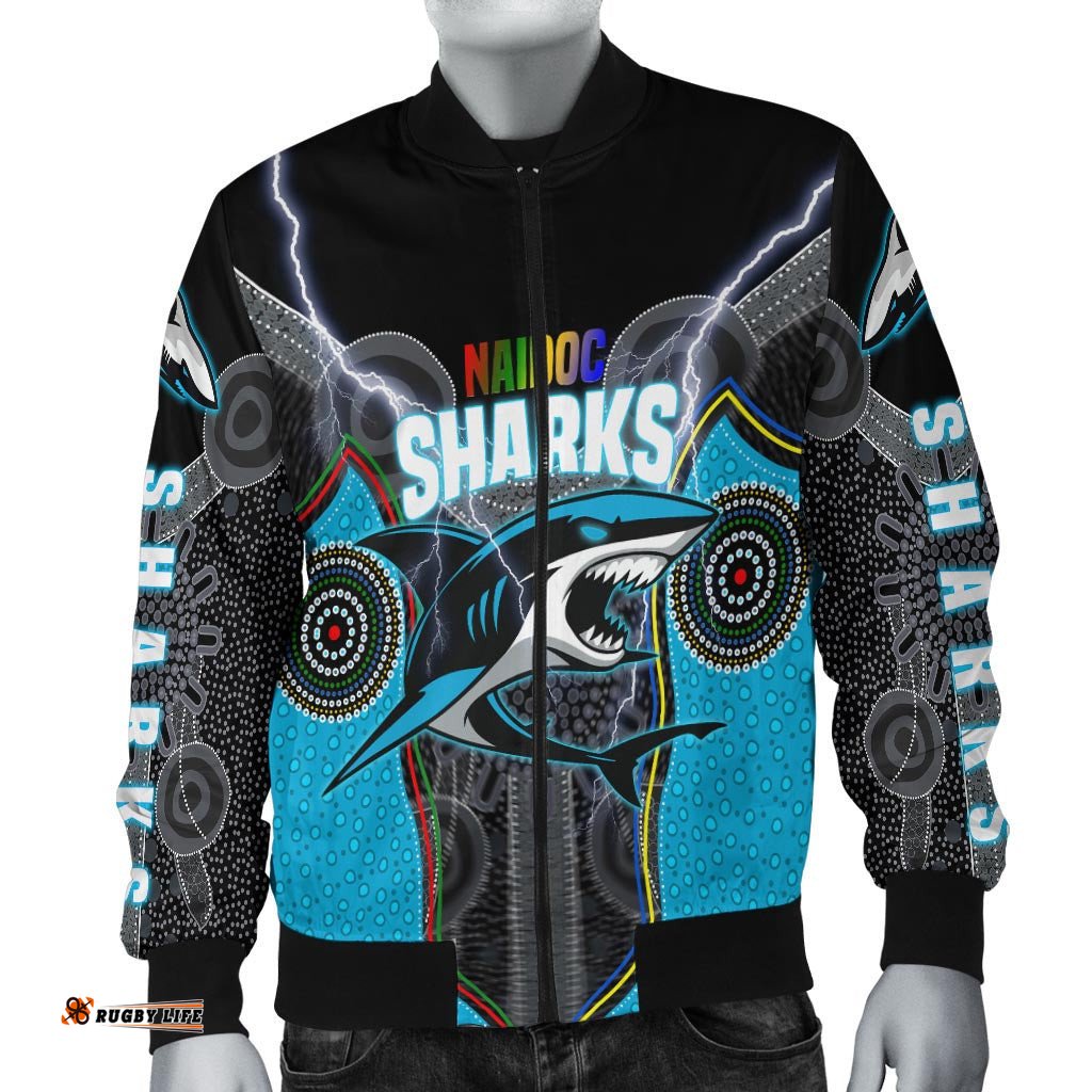 Custom Personalised Cronulla-Sutherland Sharks Men's Bomber Jacket NAIDOC Week Special Style