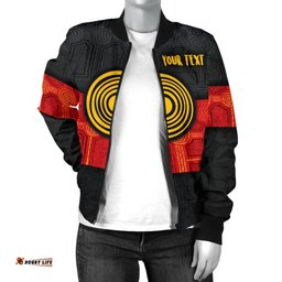 Personalised Aboriginal Women's Bomber Jacket - Aussie Indigenous Flag