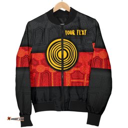 Personalised Aboriginal Women's Bomber Jacket - Aussie Indigenous Flag
