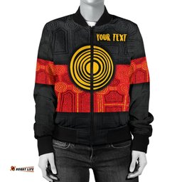 Personalised Aboriginal Women's Bomber Jacket - Aussie Indigenous Flag