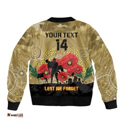 Custom Collingwood Football ANZAC Bomber Jacket Gallipoli Camouflage With Poppies
