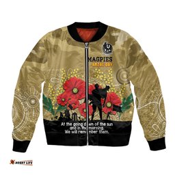 Custom Collingwood Football ANZAC Bomber Jacket Gallipoli Camouflage With Poppies