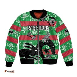 NAIDOC Rabbitohs Rugby Bomber Jacket Go The Bunnies Aboriginal Dots
